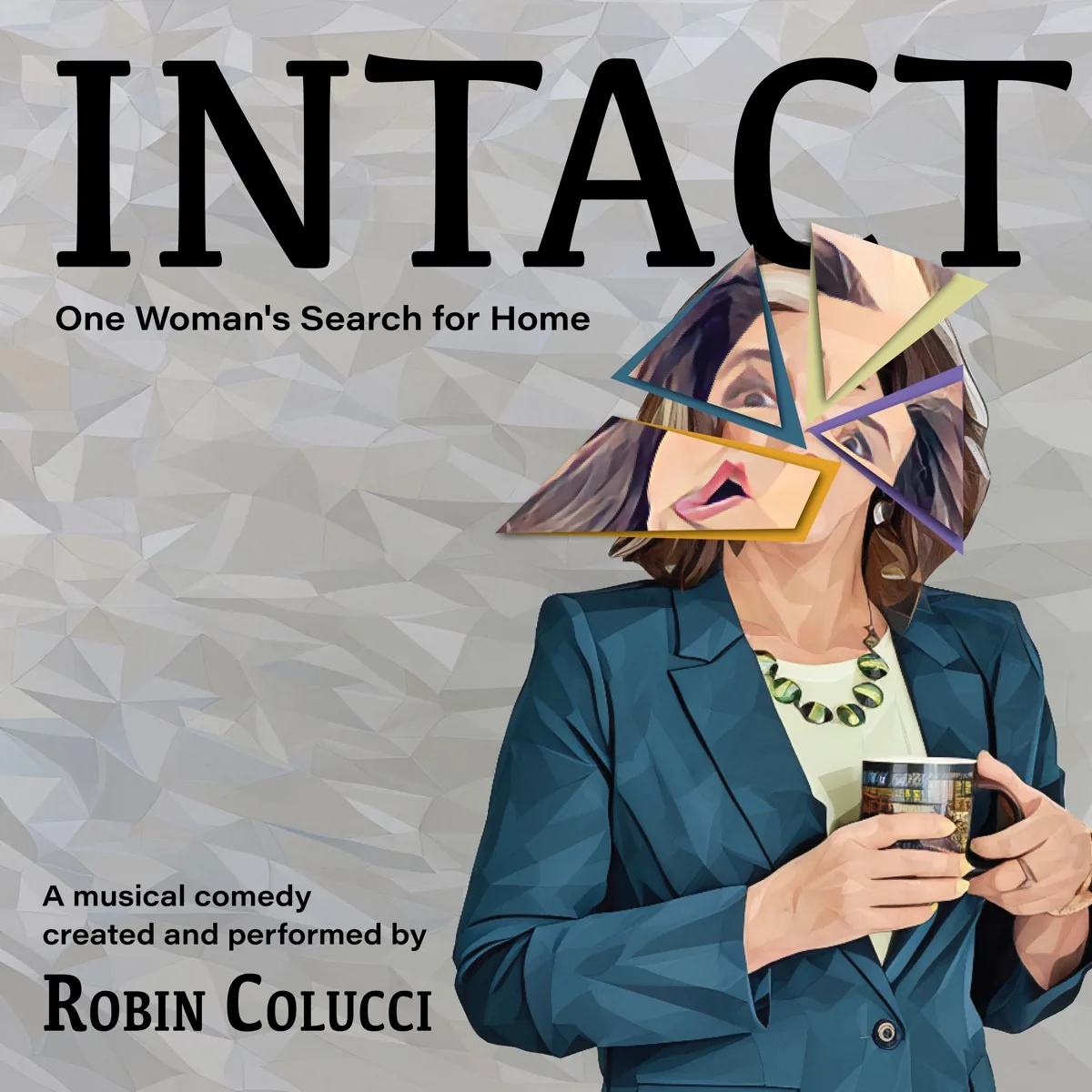 Intact poster with fragmented portrait artwork